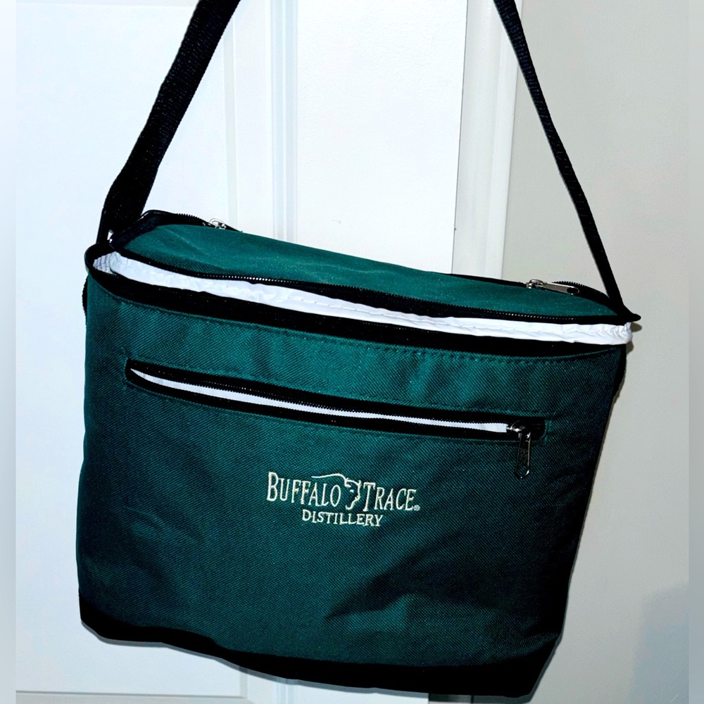 Buffalo Trace logo lunchbox/cooler.  Insulated with front zip storage.